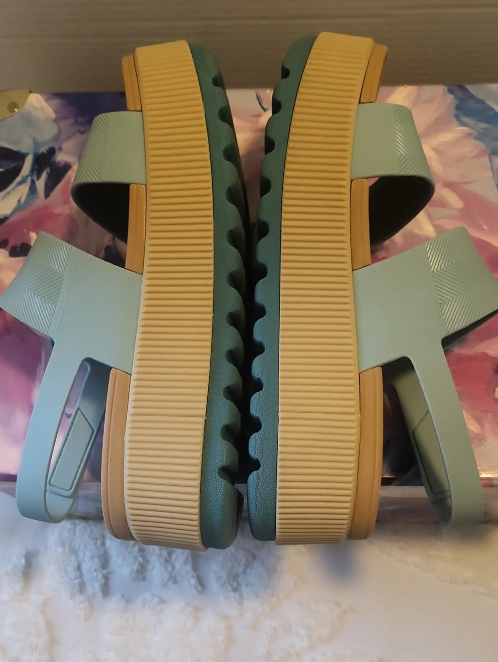 Reef Blue Platform Slingback Sandals WO's Size 9